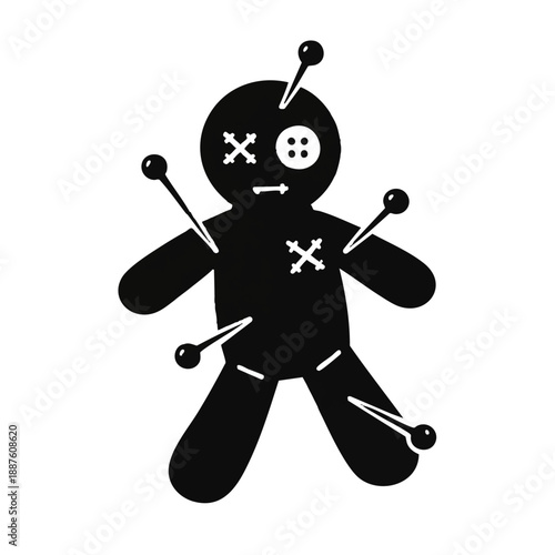 Voodoo Doll Black Silhouette Icon Vector Illustration