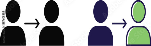 User Profile Change Icon Set with Person Transfer, Account Switch, and Direction Arrow Symbols for Interface, Account Management, and App Design