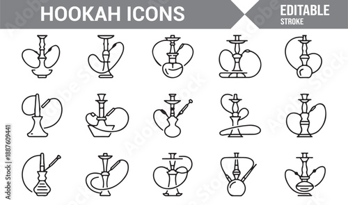 Arabic hookah symbols minimal vector illustration