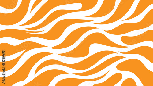 Abstract orange wave background with dynamic flowing curves and organic shapes, suitable for contemporary design, posters, textiles, and creative layouts.