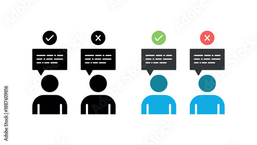 Public Feedback Symbol with Correct and Incorrect Dialogue