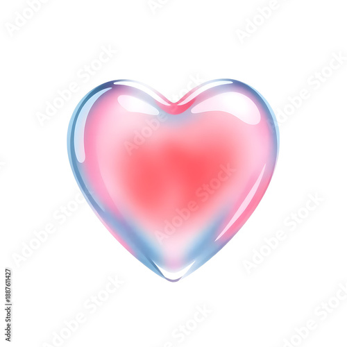 Transparent glass heart-shaped object