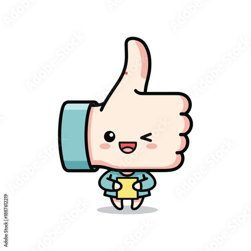 Cartoon character giving thumbs up sign
