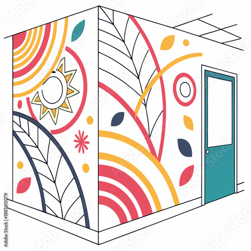 Colorful mural on building exterior