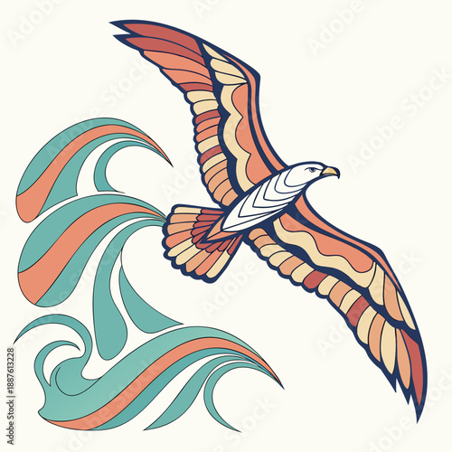 Stylized eagle in flight