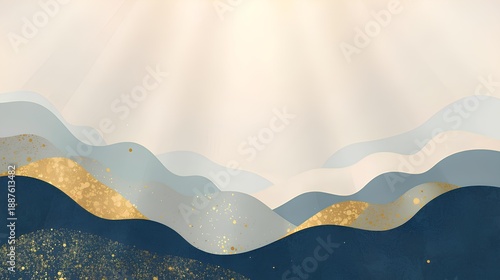 和モダンな波形フレーム背景  Japanese Modern Wave Frame Background （Generative AI）