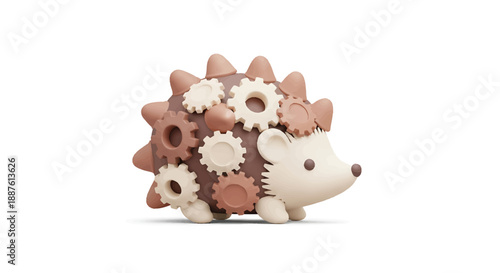 Cute mechanical hedgehog with gears for quills.