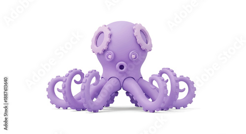 Purple Octopus Toy on White Background.