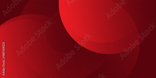 Abstract red background with glowing curve lines. Modern shiny red gradient geometric circle lines pattern. Futuristic concept. Suit for banner, brochure,