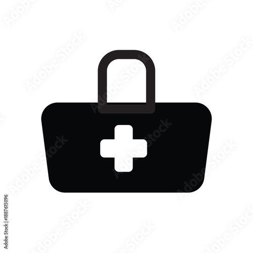 Doctor Case Solid Icon Medical Bag Black Vector EPS Illustration