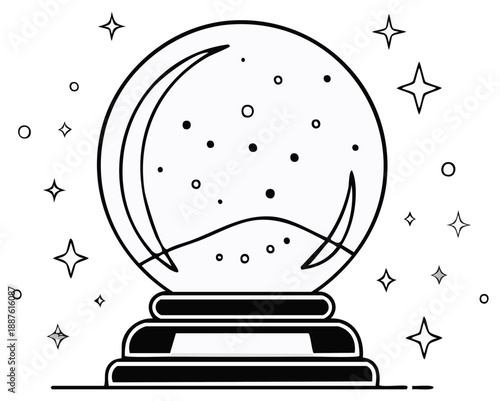 Crystal ball with stars and magical swirls, divination concept