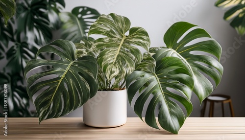 Mockup Of Monstera Variegata Houseplant Generative Ai