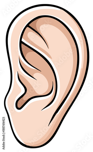 Stylized Cartoon Ear Illustration Hearing Anatomy Auditory Sense Icon