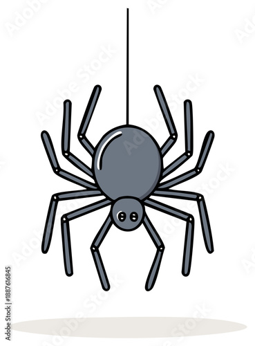 Hanging Spider Cartoon Illustration with Eight Legs for Halloween
