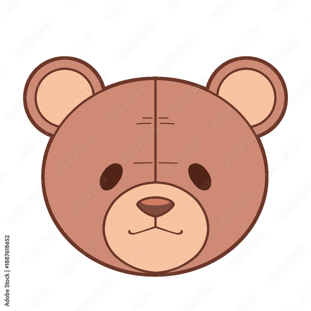 Fototapeta premium Cute Bear Face Icon Flat Cartoon Illustration