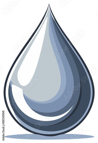 Close up of a single large water droplet rendered in a smooth cartoon style