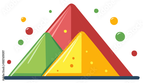 Vibrant piles of colored powders representing Holi festival celebration