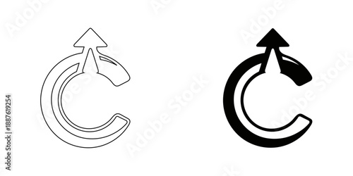 Letter C Refresh Arrow Icon, Circular Economy and Sustainability Symbol, Rotating Reset Vector Illustration