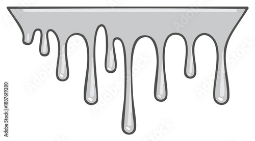 Silver liquid dripping from a flat surface representing viscous fluid flow
