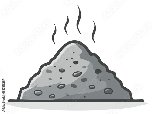 Pile of Gravel Emitting Steam Cartoon Illustration