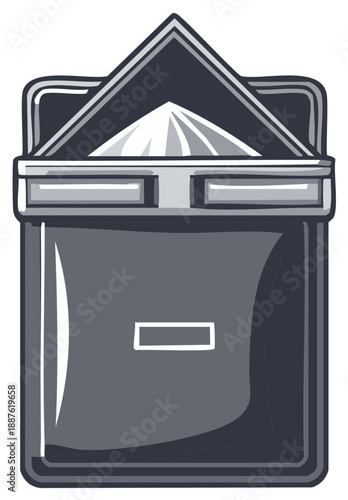 Stylized napkin dispenser with folded paper napkins for dining or catering