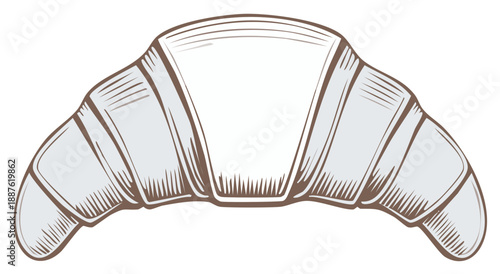 Artistic Illustration of a Crescent Shaped Croissant Pastry with Layered Dough