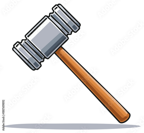 Iconic gavel with wooden handle representing justice, law, and legal decisions