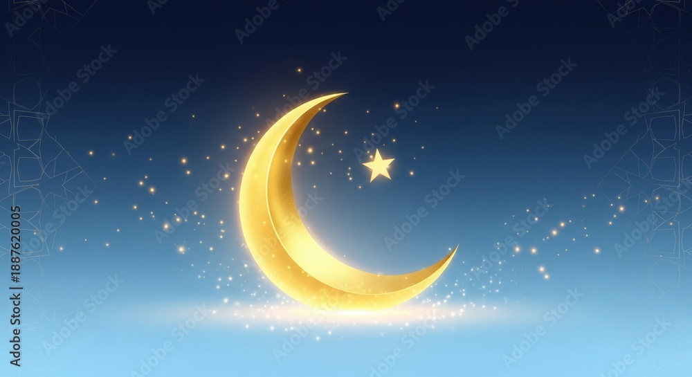 Naklejka premium Abstract Ramadan Background with Crescent Moon