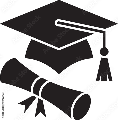 Isolated need Block Silhouette Graduation icon set. Vector illustration on white Background