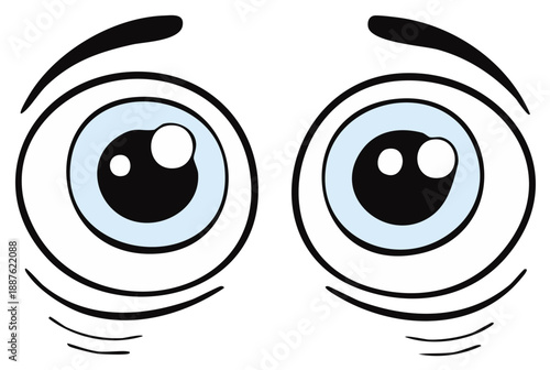 Cartoon Wide Eyes Looking Up with Wonder Surprise and Bewilderment