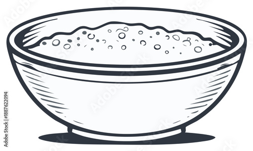 Cereal Grain Bowl Illustration Serving of Porridge Oatmeal Grains Isolated Sketch