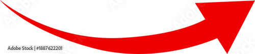 Dynamic red curved arrow pointing right and upward on a dark black background isolated on transparent background