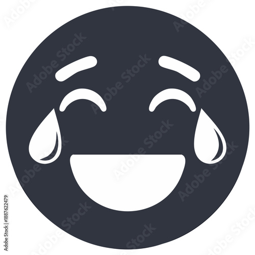Laughing so hard you cry emoji conveys joy and amusement in digital communications icon representing hilarious content.