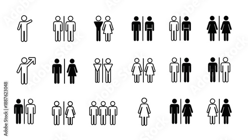 Restroom Sign Icons Collection.