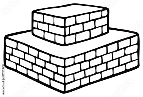 Simple Stacked Brick Construction Outline For Building Foundations And Structures