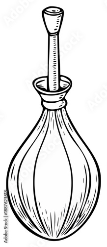Hand Drawn Medical Enema Syringe Illustration Black and White Outline