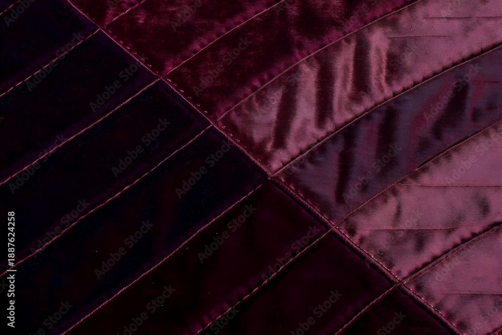 Fototapeta premium luxurious dark plum velvet quilted fabric texture with diamond stitching