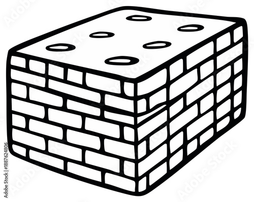 Drawn Stack of Bricks Construction Material Isometric View
