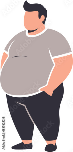 Overweight Man Standing, Representation of Obesity and Health Concerns
