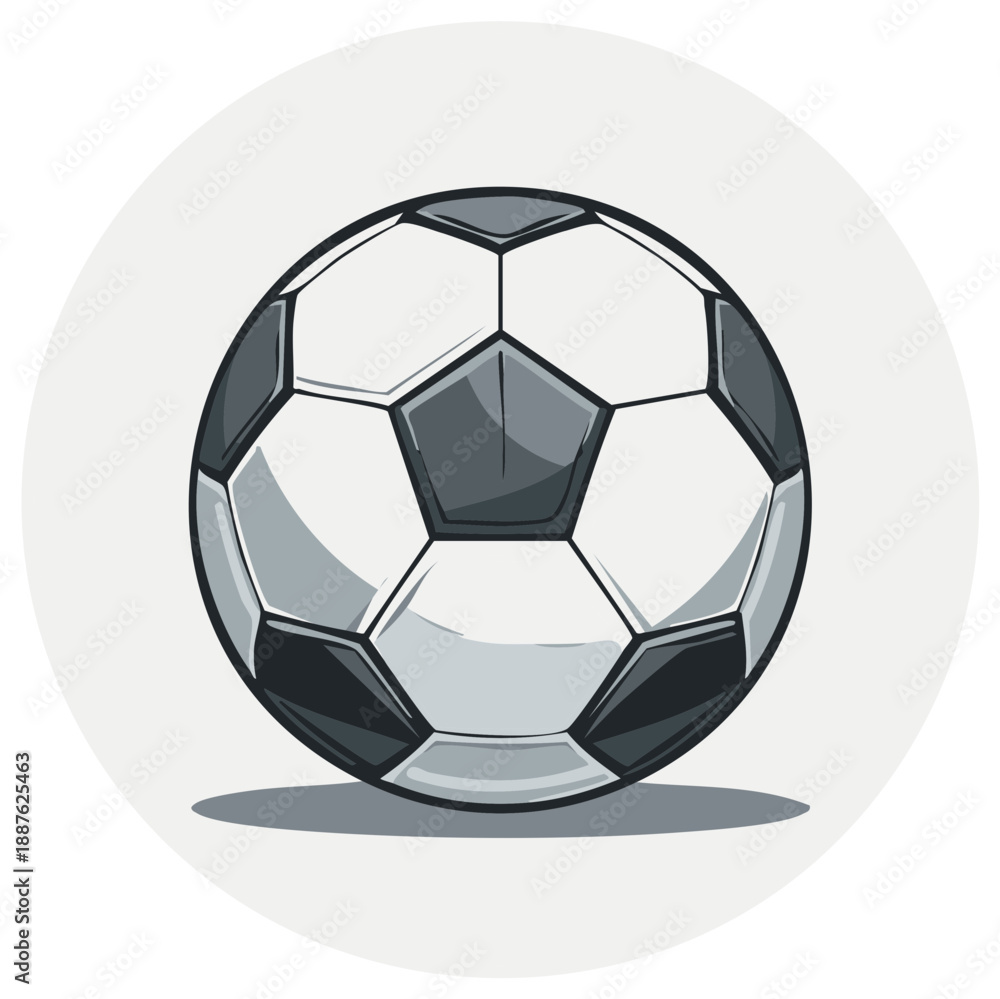 Fototapeta premium Classic Soccer Ball Illustration with Shadow and Soft Circular Background