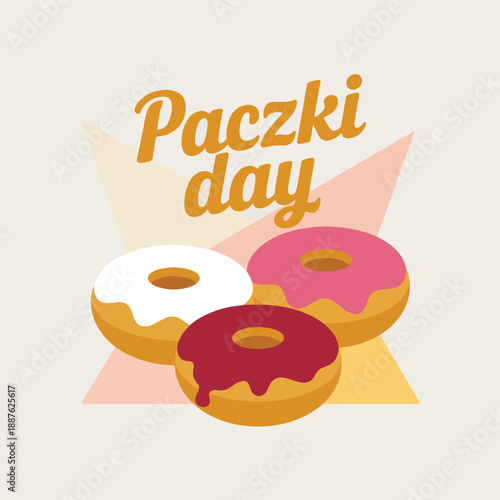 Colorful donuts with Paczki day text pastel colors