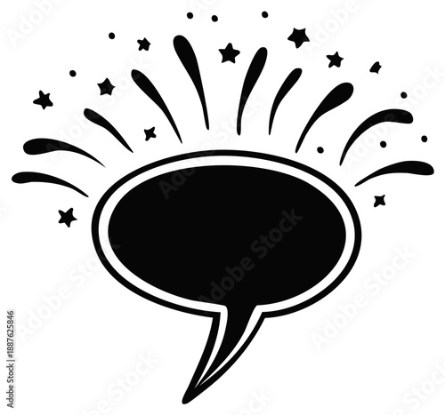 Speech bubble with stars and bursts for communication