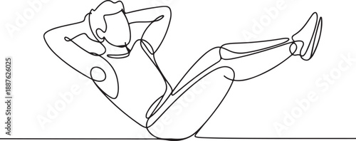 Continuous Line Drawing: Abdominal Crunches Exercise