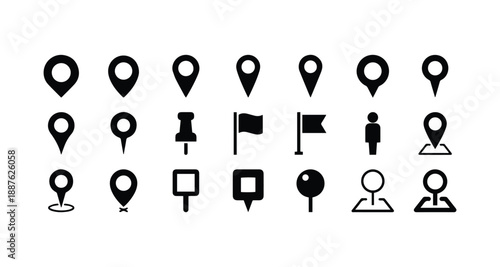 Simple map pin icon set
