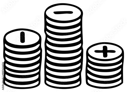 Mathematical Symbol Stacks Representing Positive, Negative, and Neutral Values