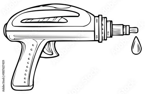 Retro Futuristic Ray Gun with Droplet Illustration