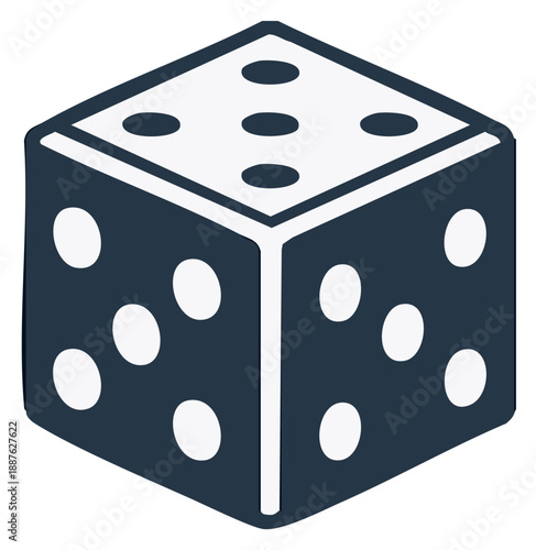 Simple Dark Blue Dice Showing Numbers One Four and Six For Games
