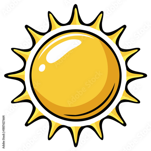 Cartoon Sun with Spikes Representing Sunshine Energy Warmth Summer Day
