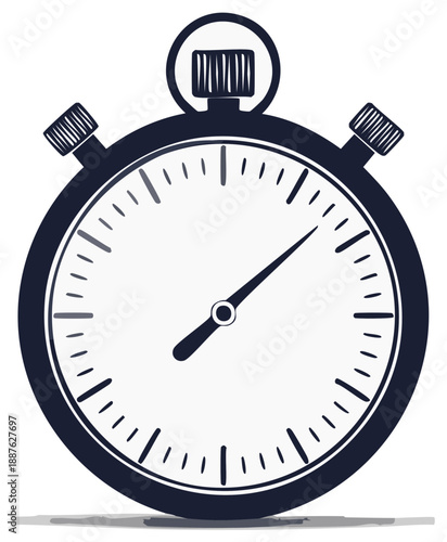 Classic stopwatch illustration with bold lines and clear markings representing time measurement and precision