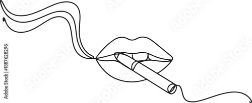 Continuous Line Drawing of Smoking Lips
